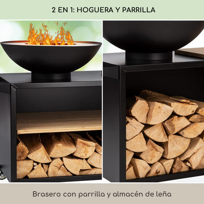 Blumfeldt Fireball Brasero Exterior de Leña, Acero, Para Jardín, Terraza y Camping