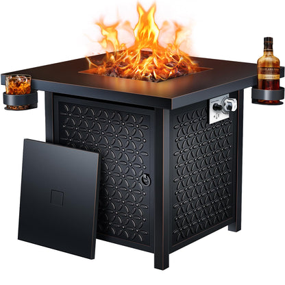 Ciays Brasero de Gas Propano 71 cm, 50000 BTU, Encendido por Pulso, Negro