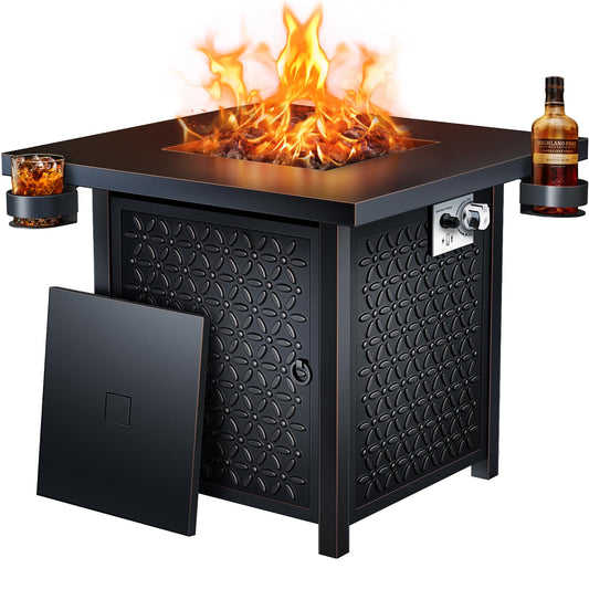 Ciays Brasero de Gas Propano 71 cm, 50000 BTU, Encendido por Pulso, Negro