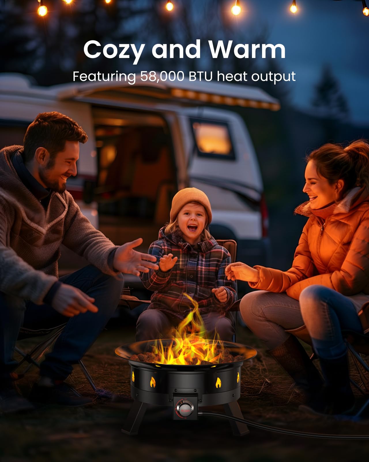 Ciays Chimenea de Propano 19", Fogata de Gas Portátil con Parrilla, Patas Plegables y Cubierta