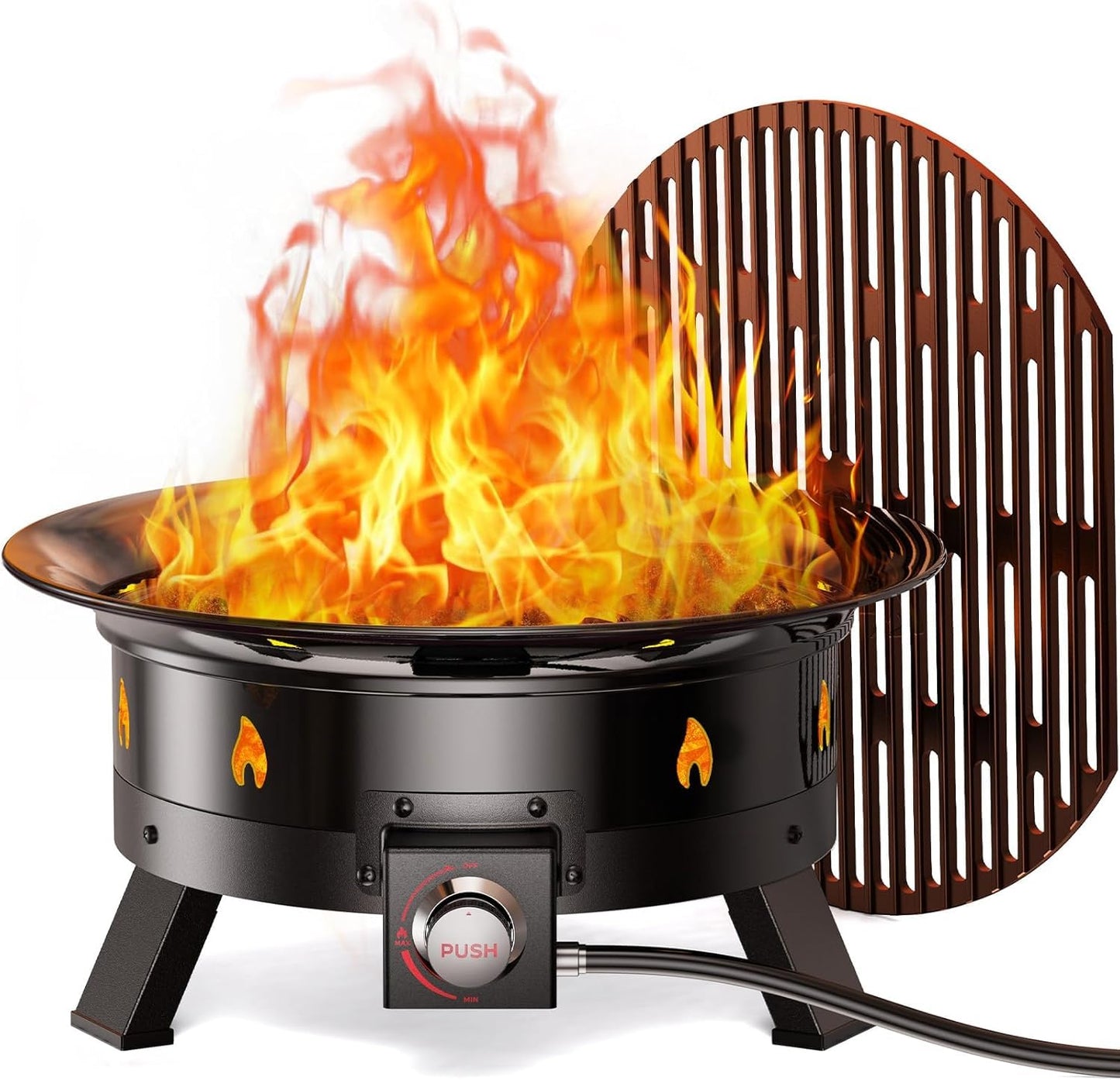 Ciays Chimenea de Propano 19", Fogata de Gas Portátil con Parrilla, Patas Plegables y Cubierta