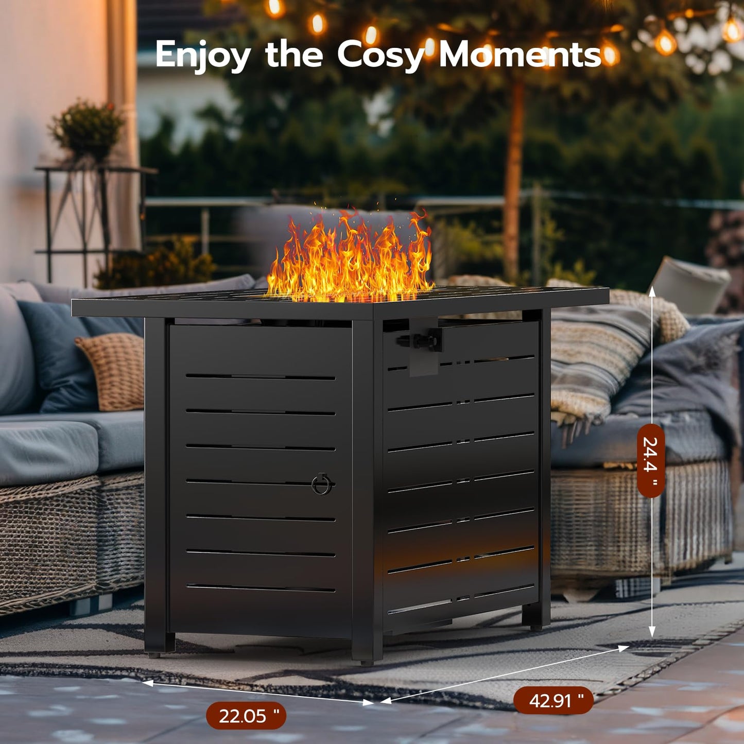 Ciays Brasero de Gas Propano 71 cm, 50000 BTU, Encendido por Pulso, Negro
