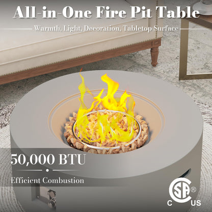 HongTaok Mesa de Fuego Propano 82,6 cm, 50000 BTU, CSA, Tapa, Cubierta y Rocas de Lava